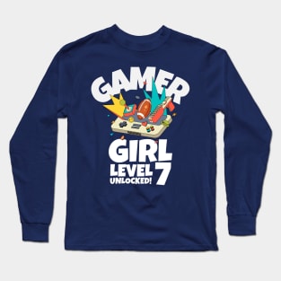 Gamer Girl Level 7 Unlocked Long Sleeve T-Shirt